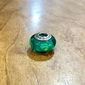 Pandora Green Flower Glass Bead